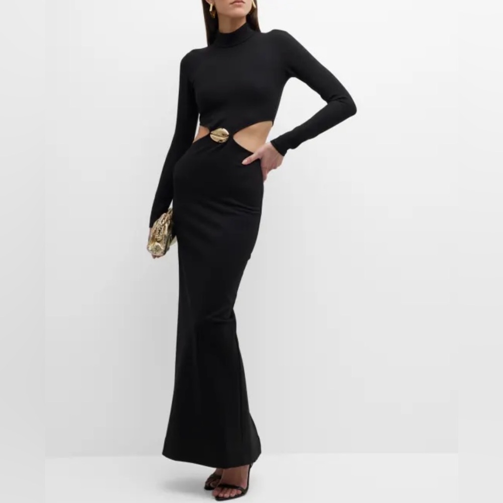 STAUD Arlette Black Cut-Out Gown Dress - size Small - Picture 1 of 8